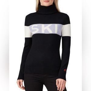 Perfect Moment Ski Merino Wool Sweater Mock Neck Base Layer S Black Blue Purple